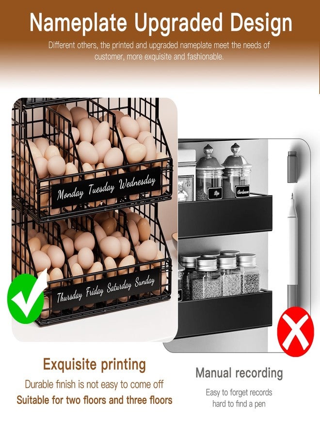 FAMIDGE Egg Holder Countertop with 5 Dividers & Labels, 3 Tier Stackable Chicken Egg Holder Baskets for Gathering Fresh Eggs, Egg Organizer for Egg Storage, Wall-Mounted, Black - Image 3